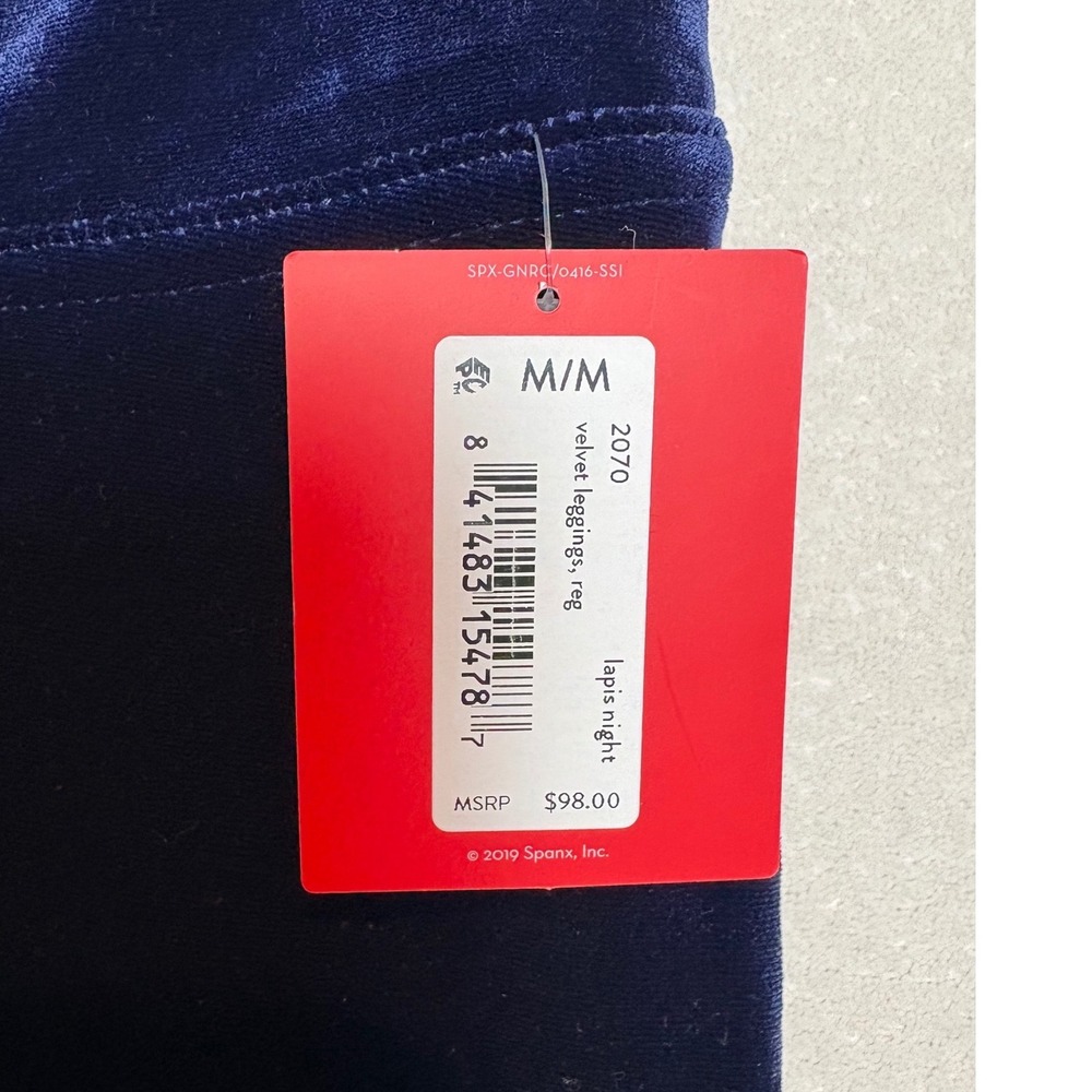 Spanx Velvet Leggings Lapis Night Navy Blue High Waist Slim Fit 2070 Women M - Picture 2 of 7